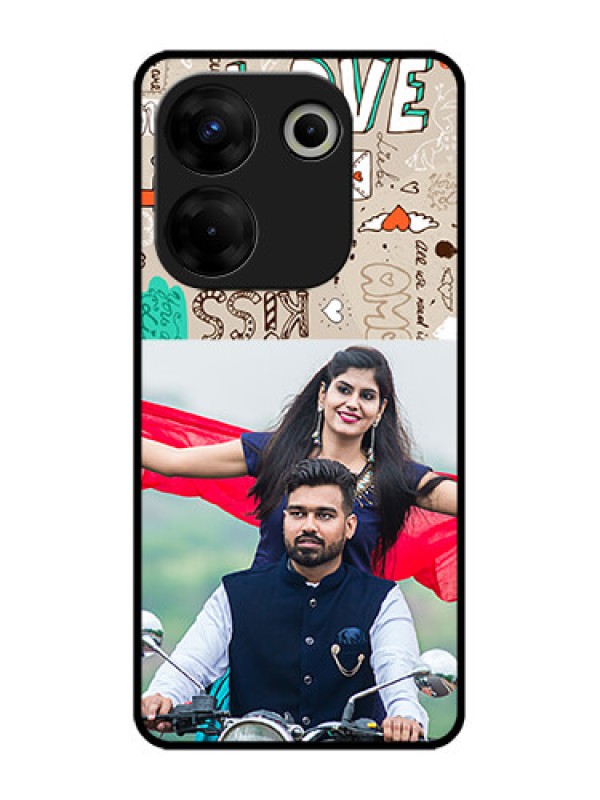 Custom Tecno Camon 20 Pro Custom Metal Phone CaseLove Doodle Pattern