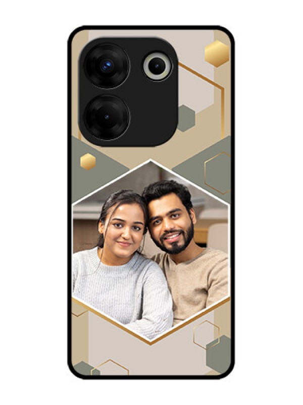 Custom Tecno Camon 20 Pro Custom Metal Phone CaseStylish Hexagon Pattern Design