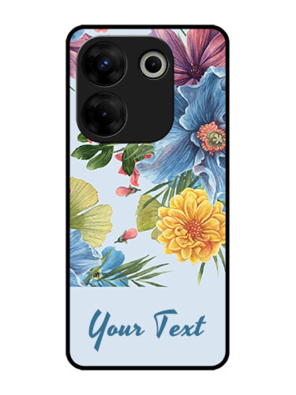 Custom Tecno Camon 20 Pro Custom Metal Phone CaseStunning Watercolored Flowers Painting Design