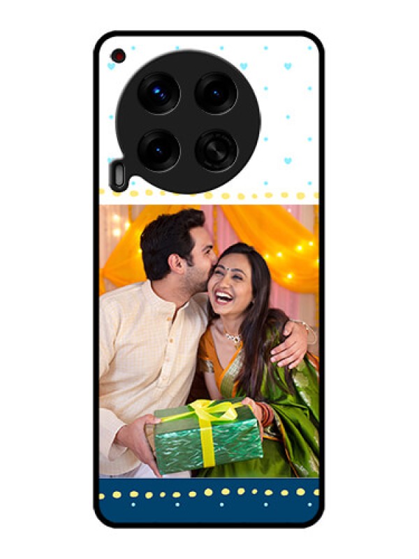 Custom Tecno Camon 30 5G Custom Metal Phone CaseWhite And Blue Abstract Design