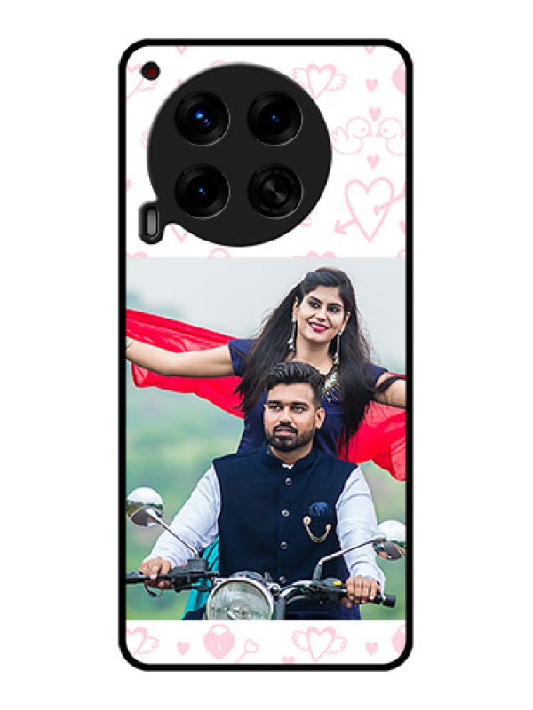 Custom Tecno Camon 30 5G Custom Metal Phone CasePink Flying Heart Design