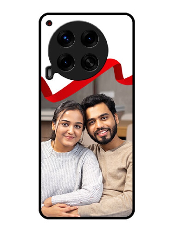 Custom Tecno Camon 30 5G Custom Metal Phone CaseRed Ribbon Frame Design