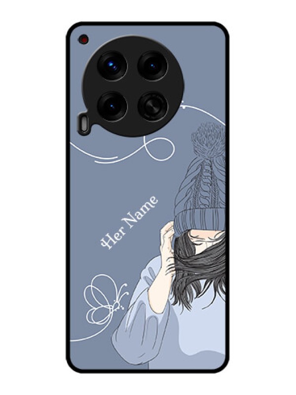 Custom Tecno Camon 30 5G Custom Metal Phone CaseGirl In Winter Outfit Design