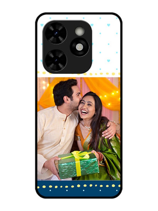 Custom Tecno Pop 8 Custom Metal Phone Case - White And Blue Abstract Design