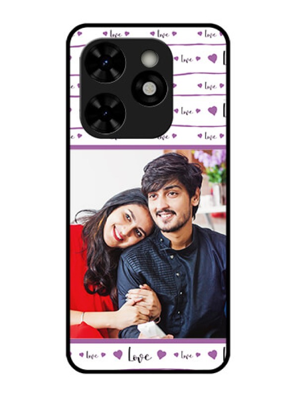 Custom Tecno Pop 8 Custom Metal Phone Case - Couples Heart Design