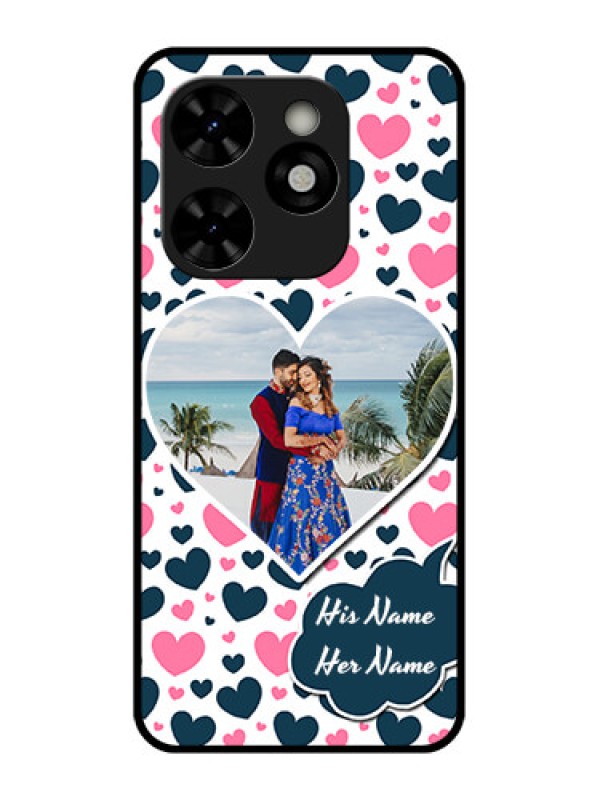 Custom Tecno Pop 8 Custom Metal Phone Case - Pink and Blue Heart Design