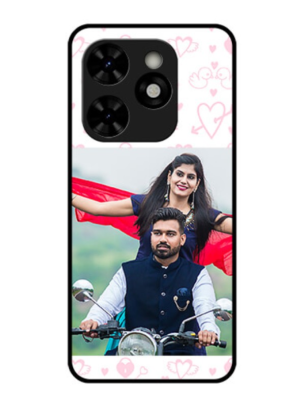 Custom Tecno Pop 8 Custom Metal Phone Case - Pink Flying Heart Design