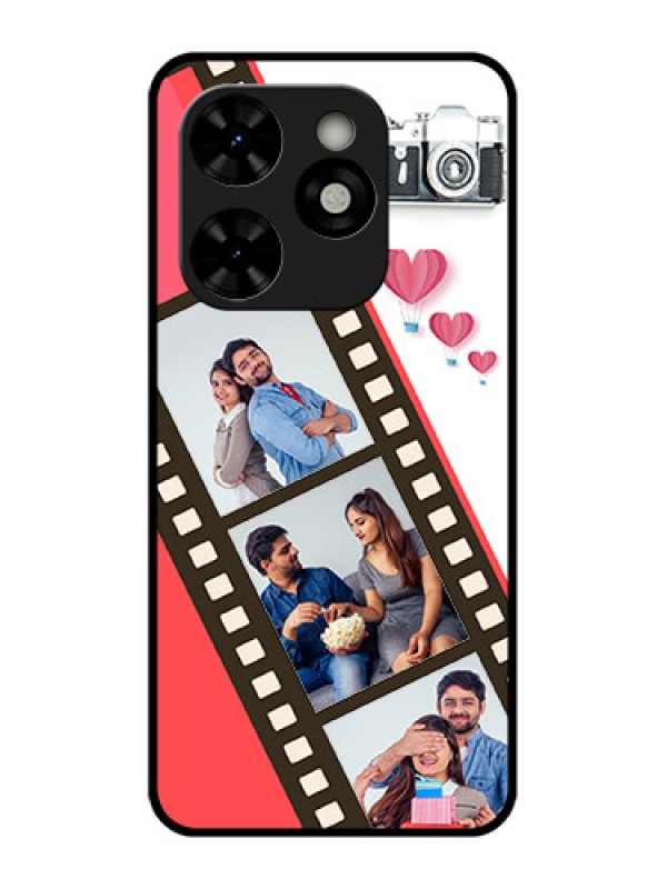 Custom Tecno Pop 8 Custom Metal Phone Case - 3 Image Holder With Film Reel