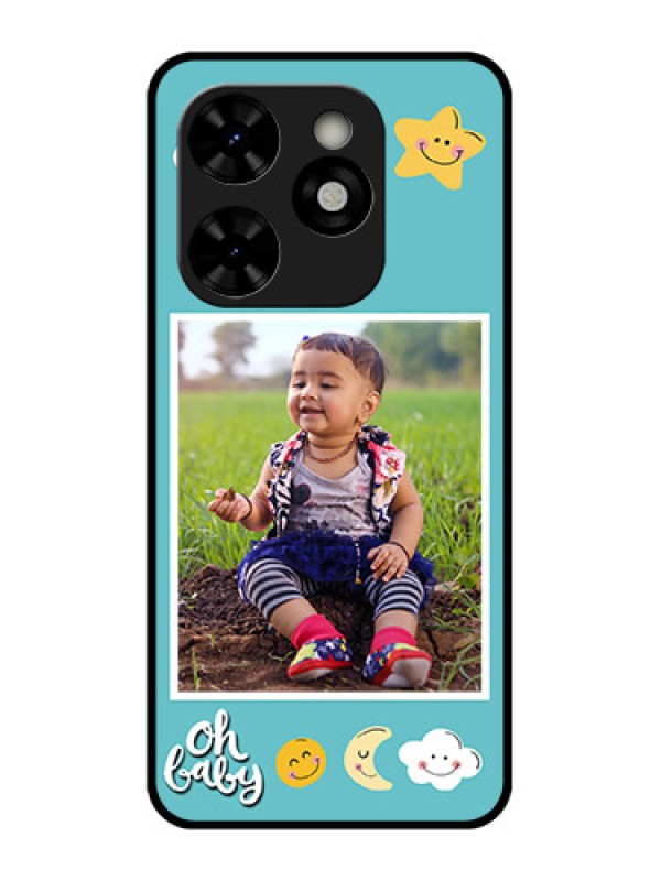 Custom Tecno Pop 8 Custom Metal Phone Case - Smiley Kids Stars Design