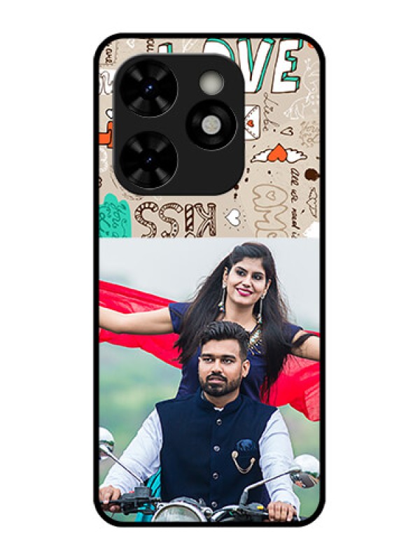 Custom Tecno Pop 8 Custom Metal Phone Case - Love Doodle Pattern