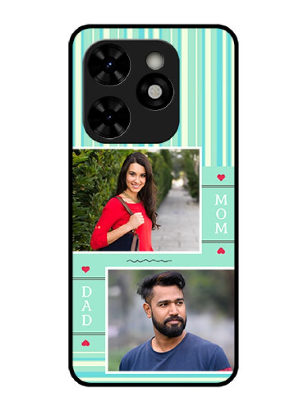 Custom Tecno Pop 8 Custom Metal Phone Case - Mom and Dad Pic Design
