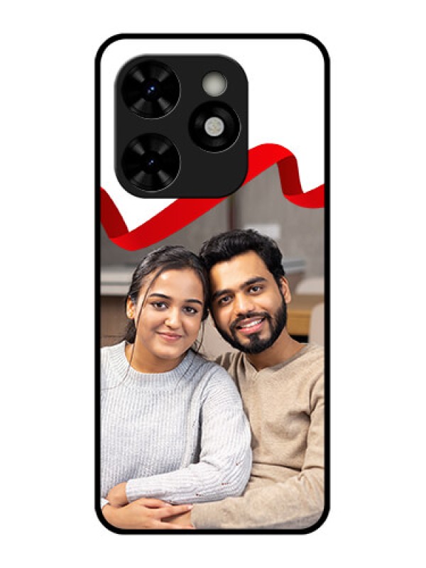 Custom Tecno Pop 8 Custom Metal Phone Case - Red Ribbon Frame Design