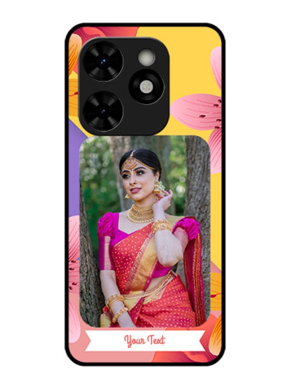 Custom Tecno Pop 8 Custom Metal Phone Case - 3 Image With Vintage Floral Design