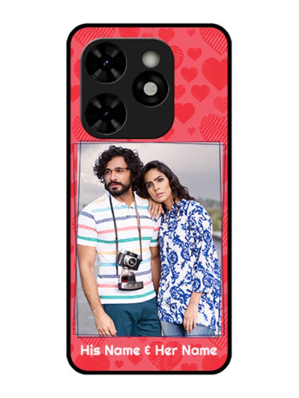 Custom Tecno Pop 8 Custom Metal Phone Case - With Red Heart Symbols Design