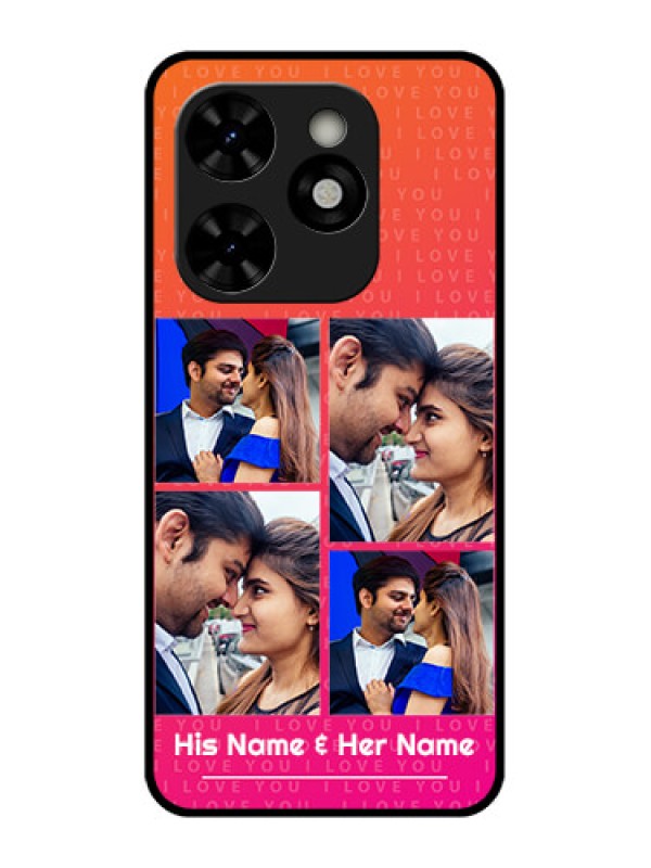 Custom Tecno Pop 8 Custom Metal Phone Case - I Love You Pink Design