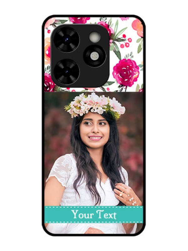 Custom Tecno Pop 8 Custom Metal Phone Case - Water Colors Floral Design