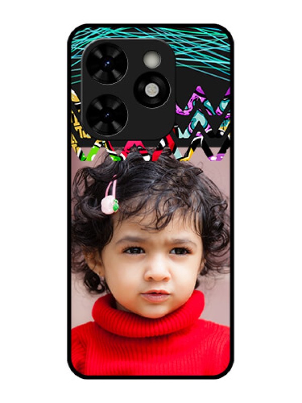 Custom Tecno Pop 8 Custom Metal Phone Case - Neon Abstract Design