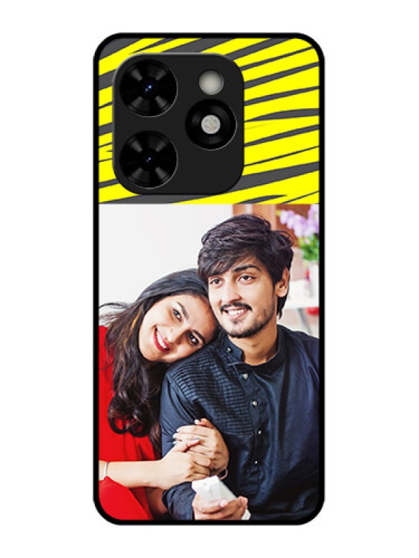 Custom Tecno Pop 8 Custom Metal Phone Case - Yellow Abstract Design