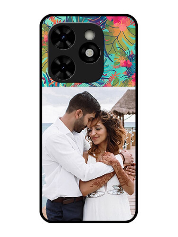 Custom Tecno Pop 8 Custom Metal Phone Case - Watercolor Floral Design