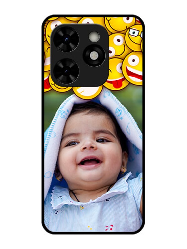 Custom Tecno Pop 8 Custom Metal Phone Case - With Smiley Emoji Design