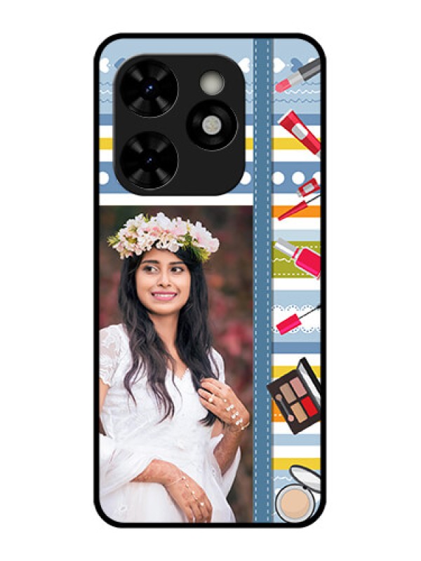 Custom Tecno Pop 8 Custom Metal Phone Case - Makeup Icons Design