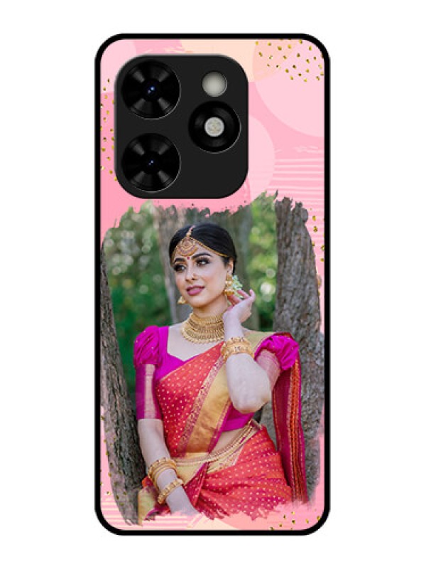 Custom Tecno Pop 8 Custom Metal Phone Case - Gold Glitter Splash Design