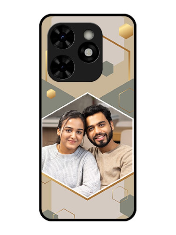 Custom Tecno Pop 8 Custom Metal Phone Case - Stylish Hexagon Pattern Design
