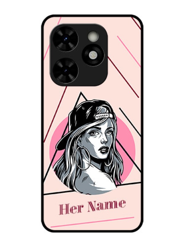 Custom Tecno Pop 8 Custom Metal Phone Case - Rockstar Girl Design