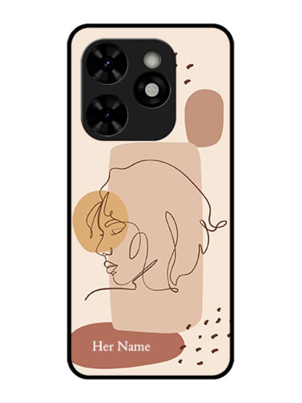 Custom Tecno Pop 8 Custom Metal Phone Case - Calm Woman Line Art Design