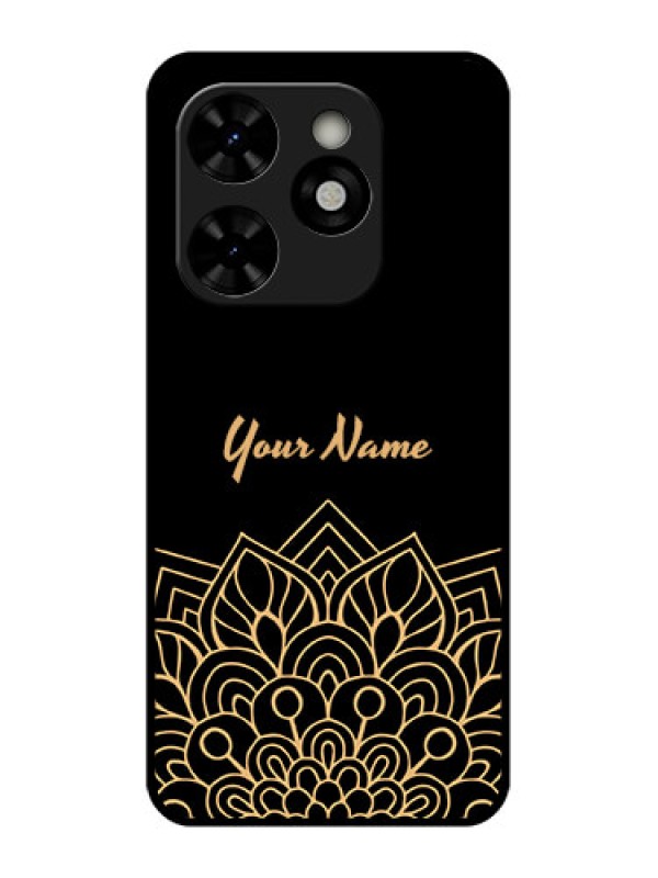 Custom Tecno Pop 8 Custom Metal Phone Case - Golden Mandala Design