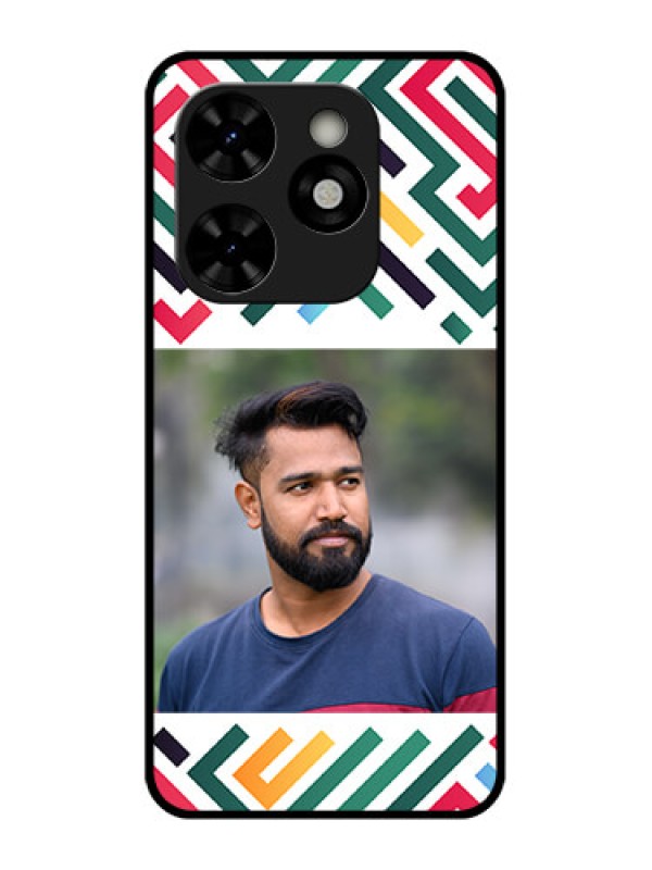 Custom Tecno Pop 8 Custom Metal Phone Case - Colorful Maze Pattern Design