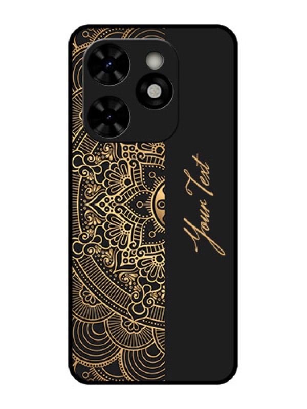 Custom Tecno Pop 8 Custom Metal Phone Case - Mandala Art With Custom Text Design