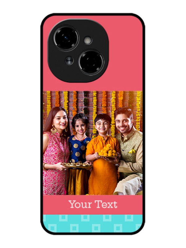 Custom Tecno Pop 9 4G Custom Metal Phone Case - Peach & Blue Color Design