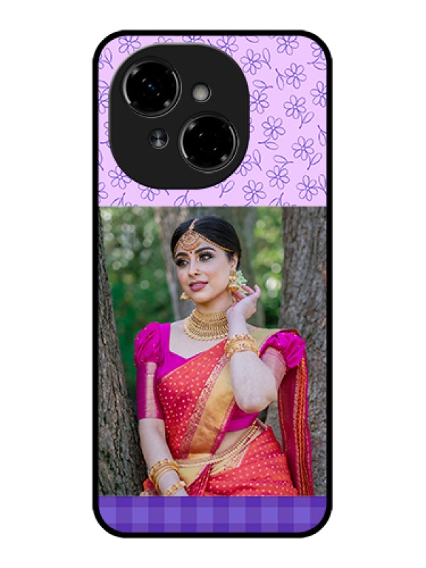 Custom Tecno Pop 9 4G Custom Metal Phone Case - Purple Floral Design