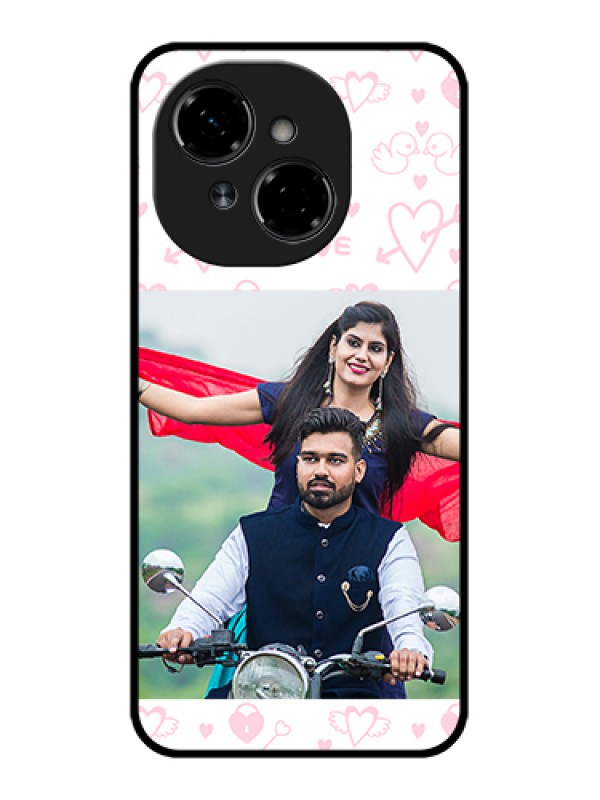 Custom Tecno Pop 9 4G Custom Metal Phone Case - Pink Flying Heart Design