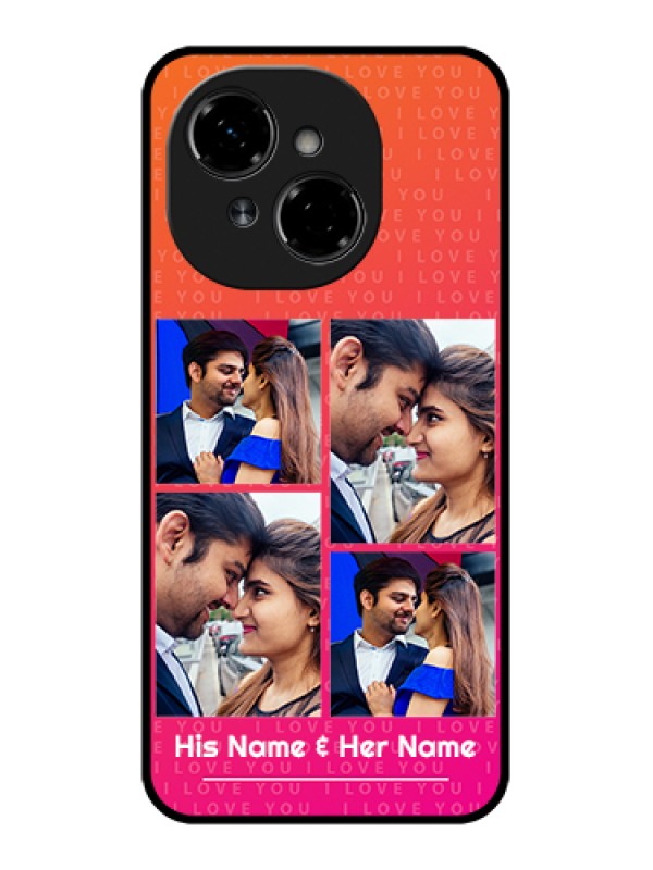 Custom Tecno Pop 9 4G Custom Metal Phone Case - I Love You Pink Design