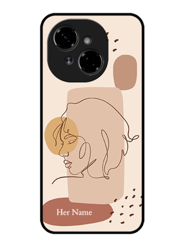 Custom Tecno Pop 9 4G Custom Metal Phone Case - Calm Woman Line Art Design