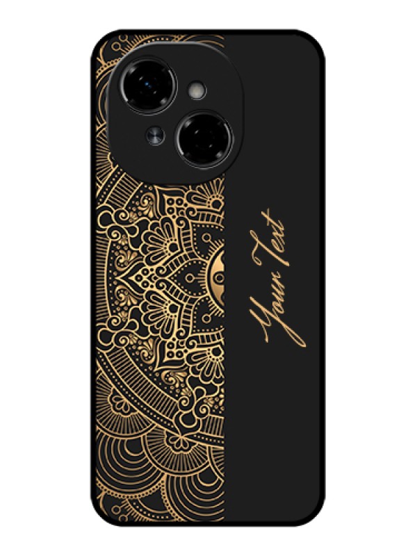 Custom Tecno Pop 9 4G Custom Metal Phone Case - Mandala Art With Custom Text Design