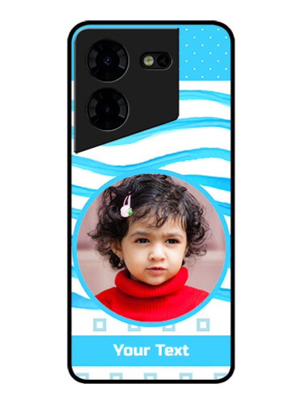 Custom Tecno Pova 5 Pro 5G Custom Metal Phone CaseSimple Blue Case Design