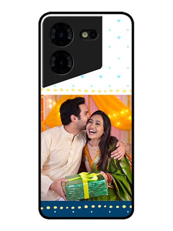 Custom Tecno Pova 5 Pro 5G Custom Metal Phone CaseWhite And Blue Abstract Design