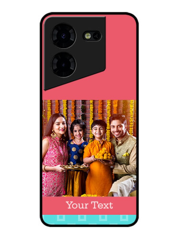 Custom Tecno Pova 5 Pro 5G Custom Metal Phone CasePeach and Blue Color Design