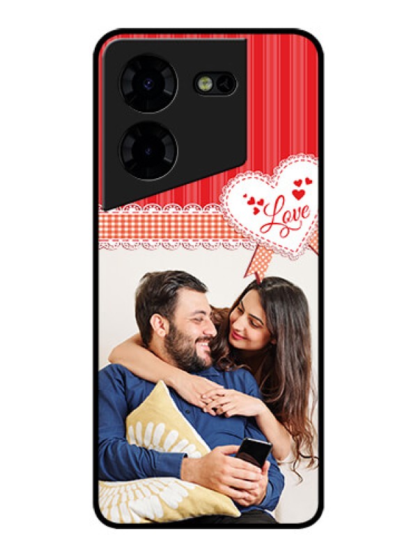 Custom Tecno Pova 5 Pro 5G Custom Metal Phone CaseRed Love Pattern Design
