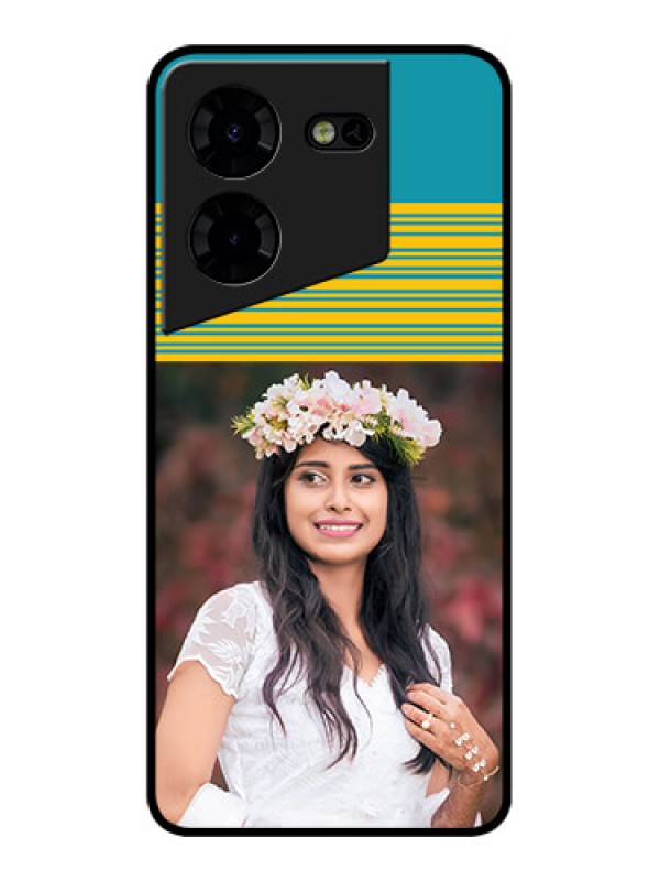 Custom Tecno Pova 5 Pro 5G Custom Metal Phone CaseYellow and Blue Design