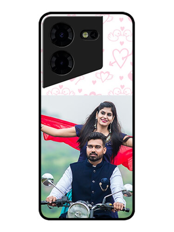 Custom Tecno Pova 5 Pro 5G Custom Metal Phone CasePink Flying Heart Design