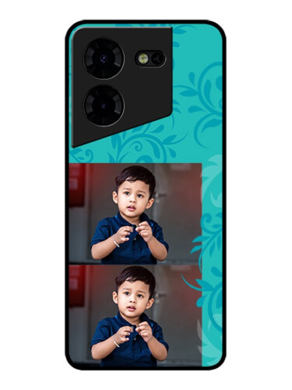 Custom Tecno Pova 5 Pro 5G Custom Metal Phone CaseWith Photo And Green Floral Design