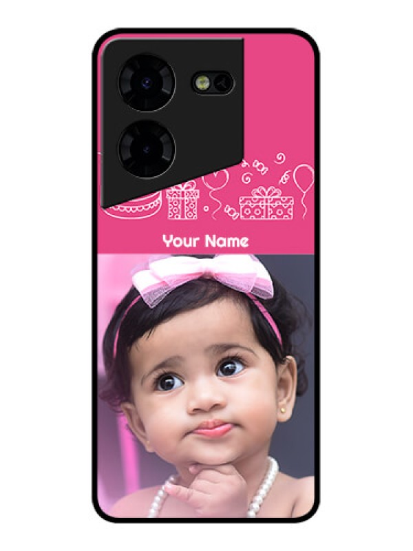 Custom Tecno Pova 5 Pro 5G Custom Metal Phone CaseWith Birthday Line Art Design