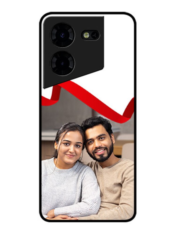 Custom Tecno Pova 5 Pro 5G Custom Metal Phone CaseRed Ribbon Frame Design