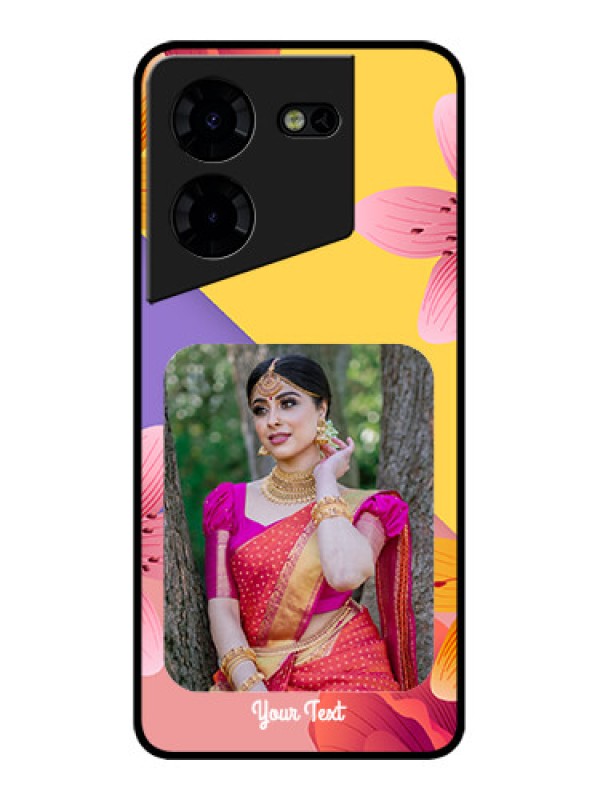 Custom Tecno Pova 5 Pro 5G Custom Metal Phone Case3 Image With Vintage Floral Design