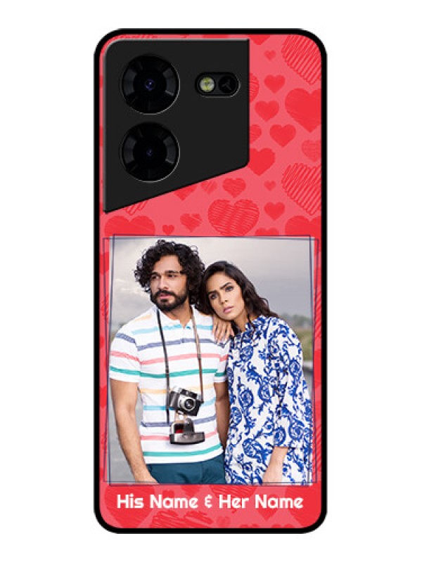 Custom Tecno Pova 5 Pro 5G Custom Metal Phone CaseWith Red Heart Symbols Design