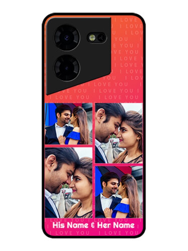 Custom Tecno Pova 5 Pro 5G Custom Metal Phone CaseI Love You Pink Design
